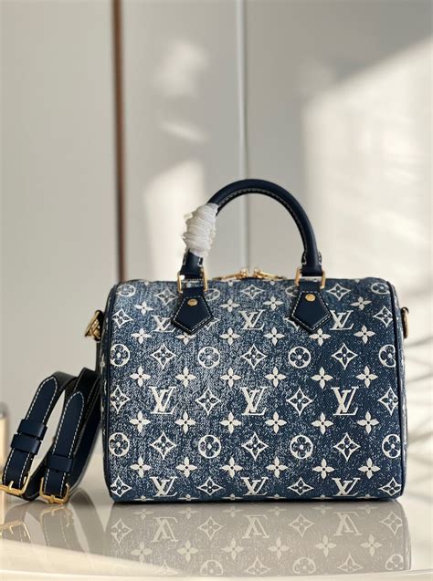 lv denim speedy bag